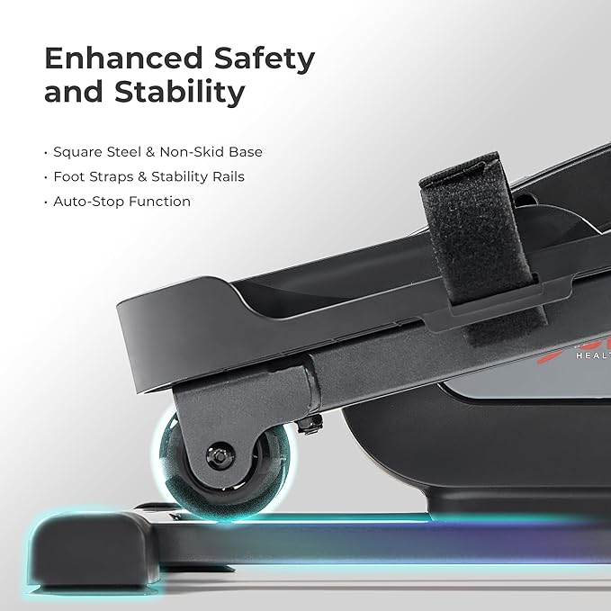 Sunny Health & Fitness Smart Mini Elliptical Trainer, Indoor Under-Desk Pedal Exerciser for Mobility & Cardio Workout, Free SunnyFit App Connection, Optional Motorized w/Remote Control