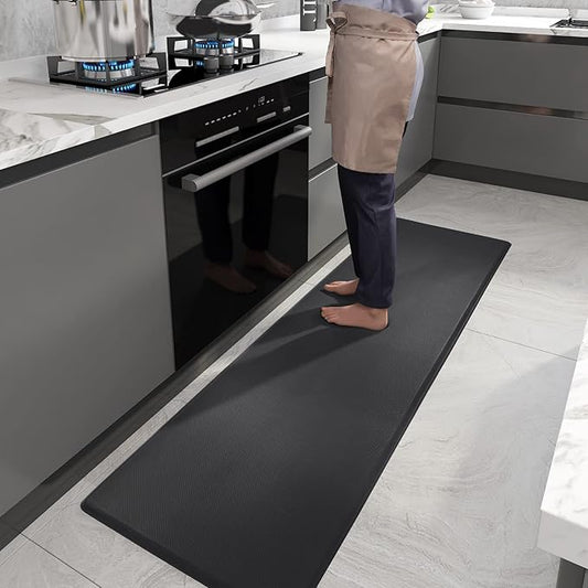 Color&Geometry 0.71" Extra Thick Anti Fatigue Cushion Kitchen Floor Mat,Easy Clean, Water & Oil Proof, Non Slip, Foam Padded Runner Rug for Front Sink,20"x 71" Black (2.0 Version)