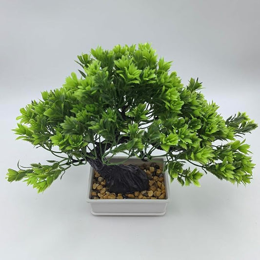 Artificial Bonsai Pine Tree Fake Desk Plants Commercial Reception Charm Adornment Home Decor Office Bookshelf Decor (Warm Colors)