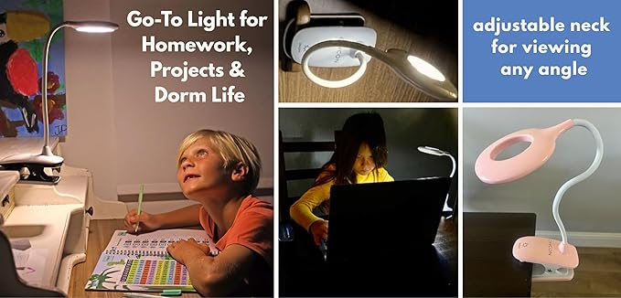Portable LED Clip On Night Light for Babies, Kids & Adults – Dimmable, Rechargeable, 3-Colors for Nursery, Desk, Crib, Diapers, Reading, Feeding, Bedroom, Office, Task, Car, Music, Travel, Gift