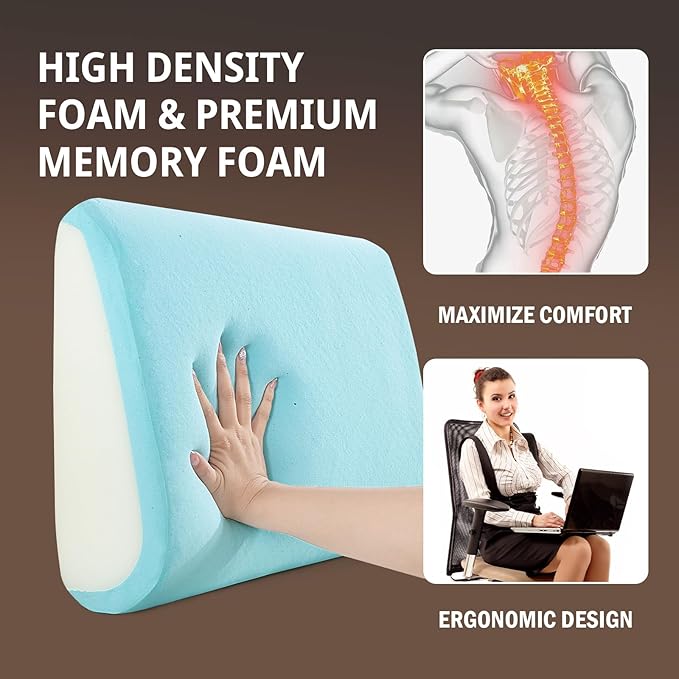 HOMBYS Lumbar Support Pillow for Recliner Chair, Memory Foam Back Support Cushion for Elderly,Extra Large Lumbar Support Pillow,Thick Backrest for Home Reading (Dark Coffee, 20“x13.5"x5")