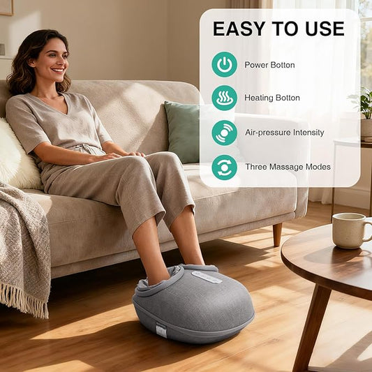 Medcursor Foot Massager Machine with Heat, Shiatsu Deep Kneading, Delivers Relief for Tired Muscles and Plantar, Multi-Level Settings & Adjustable Intensity for Home or Office Use, Gifts for Women Mom