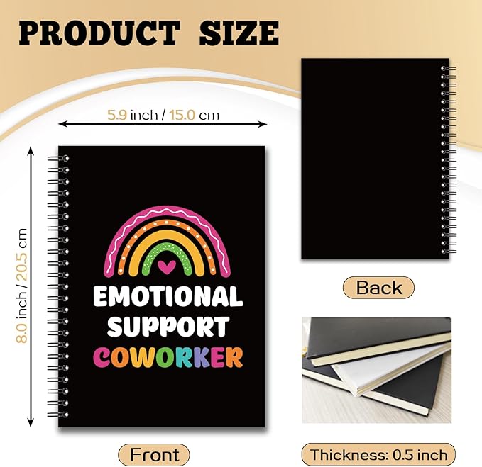 YAZMEEN Rainbow Coworker Blank Spiral Notebook（160 Pages） Emotional Support Coworker Hardcover Sketchbook Coworker Leaving Gift Funny Notebook Gift for Office Colleague Leader Boss Friend Work Bestie