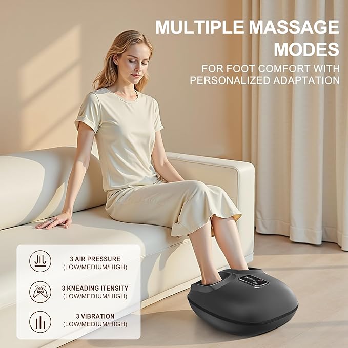 Shiatsu Foot Massager with Heat, Air Compression Kneading Foot Massager Machine for Plantar Comfort Soothe - Washable Cover, Gift for Women Men for Home Office Use