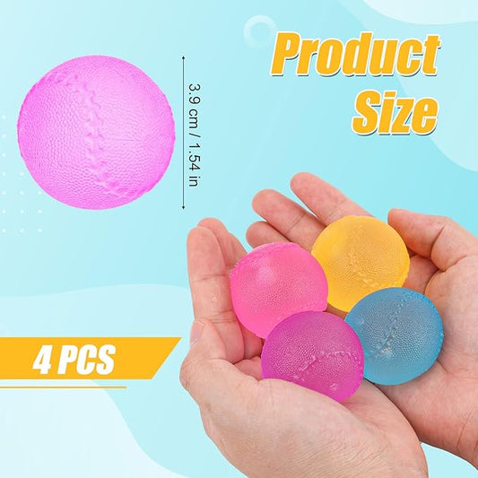 4pcs Stress Relief Toys Balls, Assorted Colors Maltose Filled Stress Toys Durable Slow Rising Sugar Balls for Anxiety ADHD & Autism Classroom Prizes (Tennis)