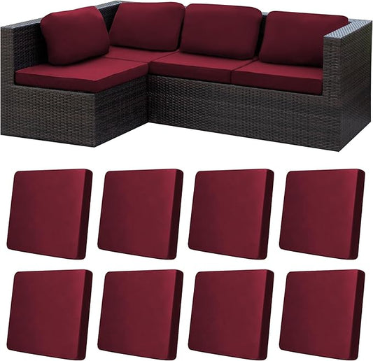 8Pcs Stretch Patio Cushion Covers,Outdoor Couch Covers Replacement,Outdoor Couch & Sofa Slipcovers,for Patio Furniture Cushion Covers,Washable Reusable urniture Protector (Wine Red,Cover Only)