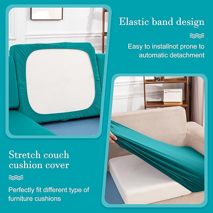 14 Pcs Stretch Patio Cushion Covers,Outdoor Couch Covers Replacement,Outdoor Couch & Sofa Slipcovers,for Patio Furniture Cushion Covers,Washable Reusable Furniture Protector (Peacock Blue,Cover Only)