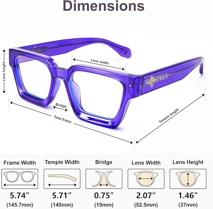 VISOONE Blue Light Blocking Glasses with TR90 Rectangle Frame and Chic Preppy Look for Women Men RIVER