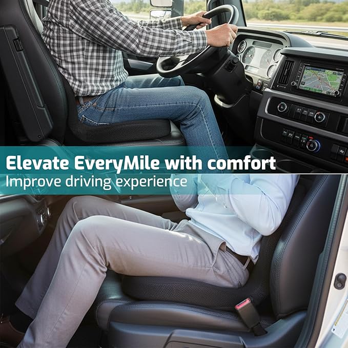 Memory Foam Seat Cushion,Office Chair Cushion with Lumbar Support for Back Pressure Relief, Car Seat Cushion with Adjustable Strap,Sciatica Pad Cushions for Car,Truck, Desk (C-Black+Mesh Cloth)