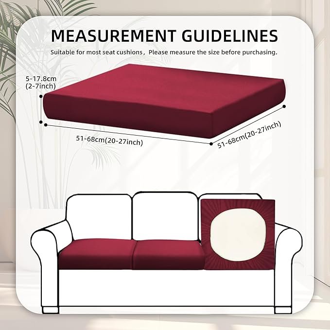 8Pcs Stretch Patio Cushion Covers,Outdoor Couch Covers Replacement,Outdoor Couch & Sofa Slipcovers,for Patio Furniture Cushion Covers,Washable Reusable urniture Protector (Wine Red,Cover Only)