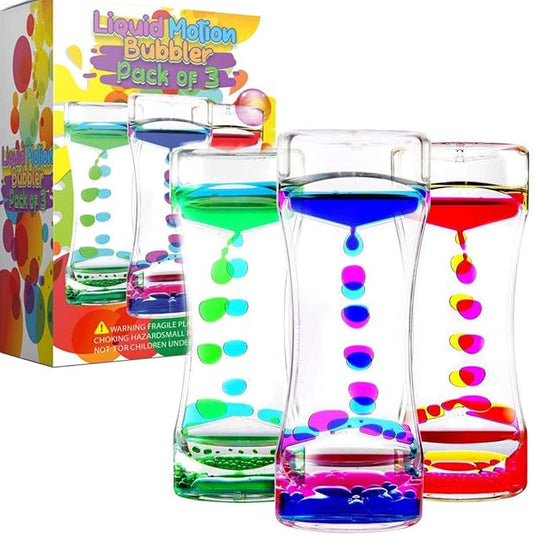 Liquid Motion Bubbler Sensory Timer, 2 Minute – Big Calming Sensory Bubble Toy for Kids with Autism ADHD Anxiety or Special Needs (3 Pack)