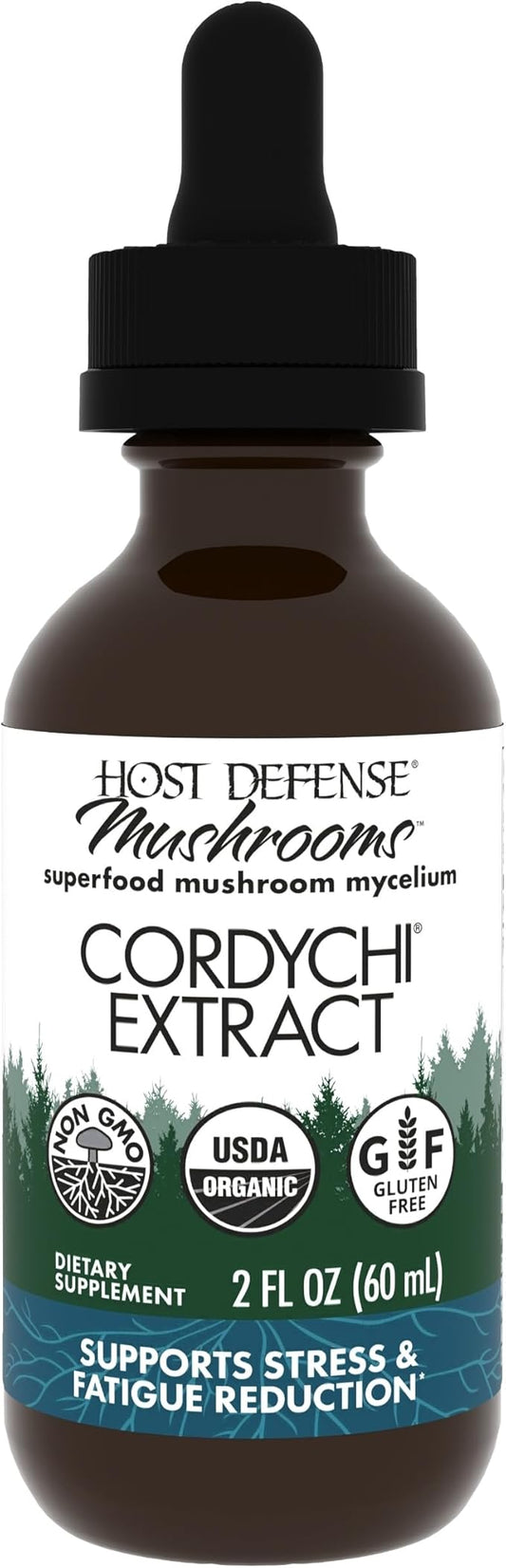 Host Defense CordyChi Extract - Energy & Immune Support Supplement - Cordyceps & Reishi Mushroom Supplement for Relaxation & Respiratory Support - Aids Against Tiredness - 2 fl oz (60 Servings)*