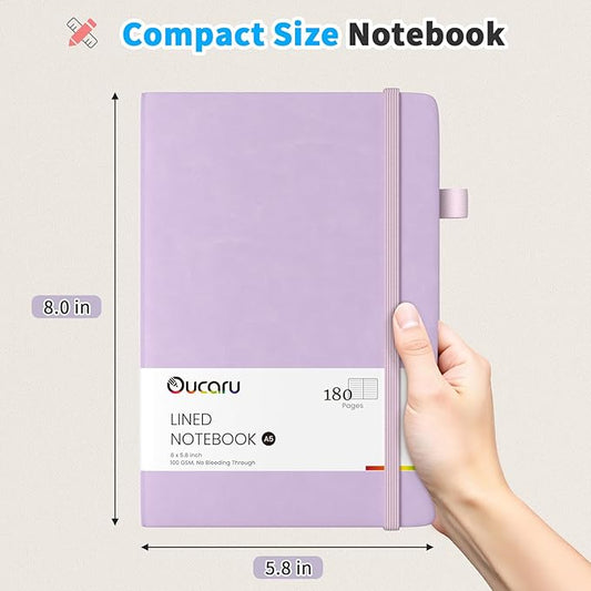 Oucaru Lined Journal Notebook, 4 Pack, 180 Pages, A5 Journals for Writing, 100 GSM Thick Paper, Small Notebooks Daily Journal for Women Men Work, Business, School, Travel Supplies