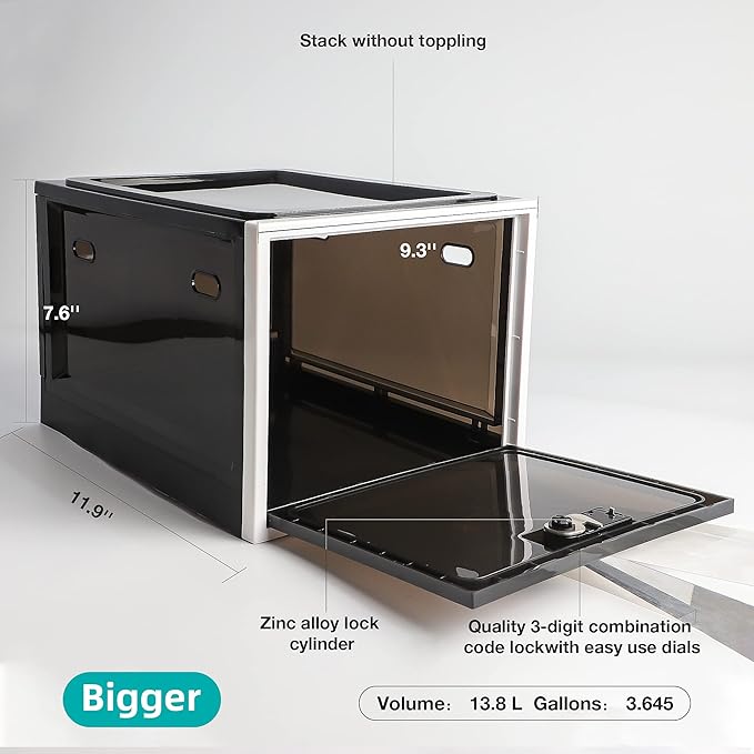 SANIDIKA Medicine Lock Box - Refrigerator Lockable Box for Food Storage Locker - Lockbox with Combination Lock- Pill Case Medical Organizer Locking Cabinet - Ipad Tablet Phone Jail Boxes