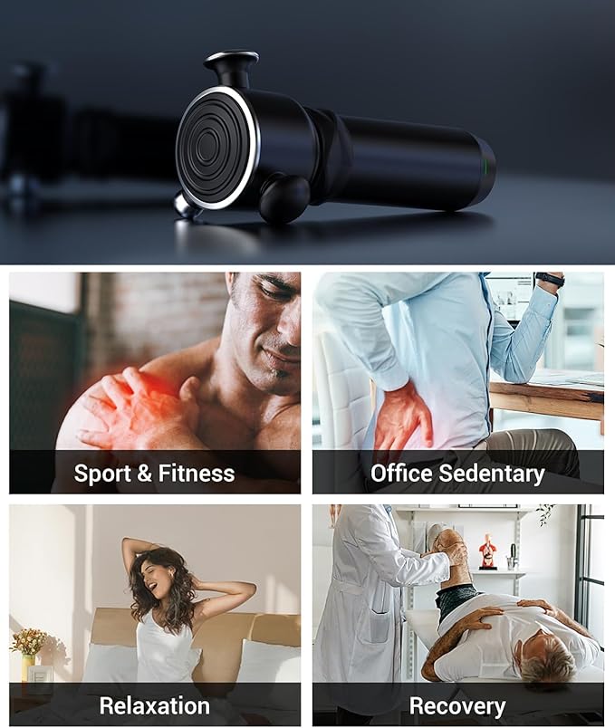 HYAKO R1 Deep Tissue Vibrating Muscle Massager - Therapy Back Massager for All Body Relief - Muscle Pain Relief and Fascial Binding - Trigger Point Therapy Massage Gun - Gifts for him