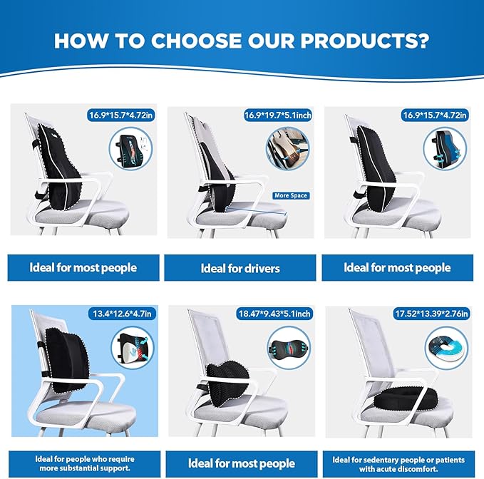 Lumbar Support Pillow for Office Chair Car, Gaming Chair Lower Back Pain Relief Memory Foam Cushion with 3D Mesh Cover Ergonomic Orthopedic Back Rest Lower Back Support