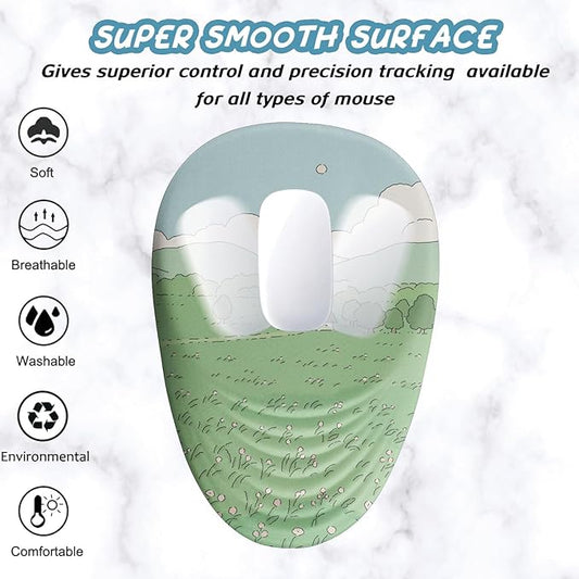 Ergonomic Mouse Pad Wrist Support, Mouse Pad with Wrist Rest, Memory Foam Massage Design & Non-Slip PU Base MousePads for Pain Relief, Desk, Office, Home, Kawaii Japanese Anime