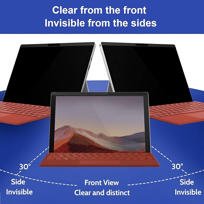 IPROKKO Privacy Screen for Surface Pro 7 Plus/7/6/5/4/(12.3 inch), Magnetic Removable Microsoft Surface Privacy Filter, Laptop Anti Glare Blue Light Screen Protector