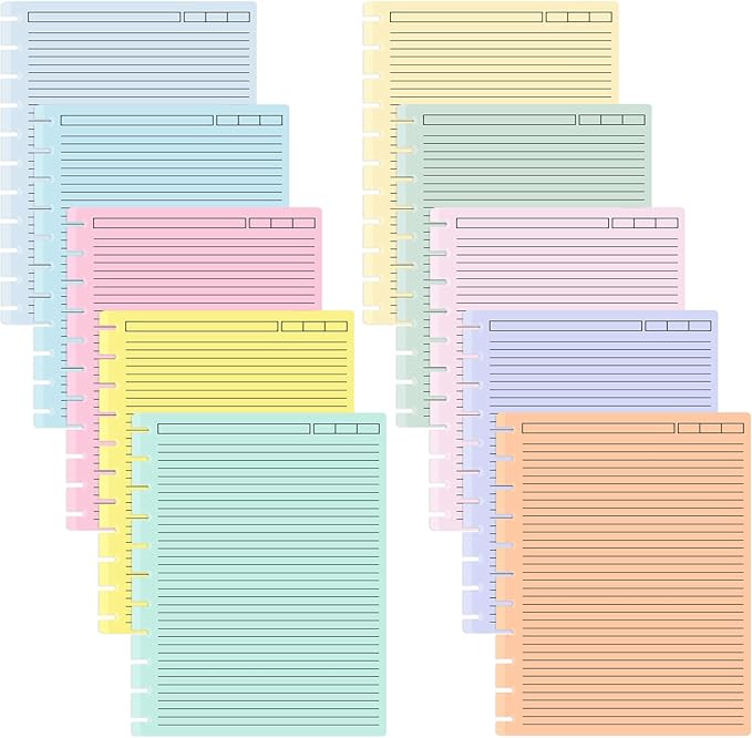 gisgfim 200 Sheets Letter Size Discbound Lined Refill Paper 8.5 x 11 Inch College Ruled Notebooks Planner Inserts 11 Disc Discbound Loose Leaf Paper Thicken for Writing School Office Supplies(Macaron)