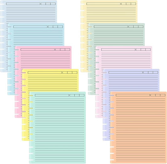 gisgfim 300 Sheets Letter Size Discbound Lined Refill Paper 8.5 x 11 Inch College Ruled Notebooks Planner Inserts 11 Disc Discbound Loose Leaf Paper Thicken for Writing School Office Supplies(Macaron)