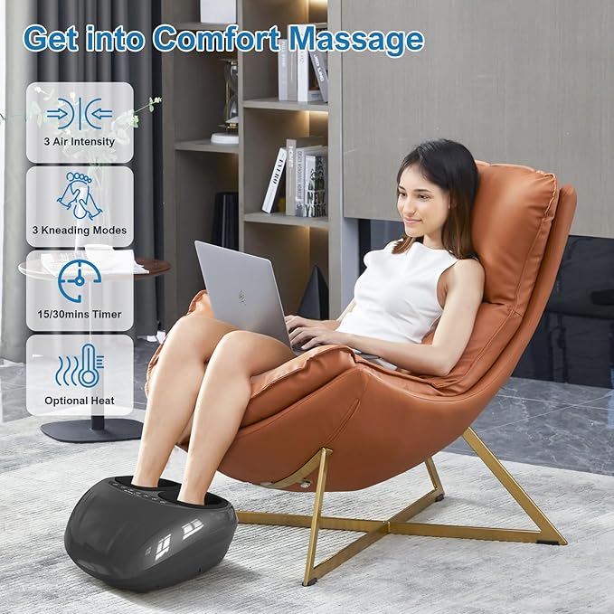 Shiatsu Foot Massager, Foot Massager Machine with Heat, Remote Control, Multiple Massage Modes & Adjustable Intensity, Deep-Kneading Massager Fits Feet Up to Women Size 12, Black/ZL7