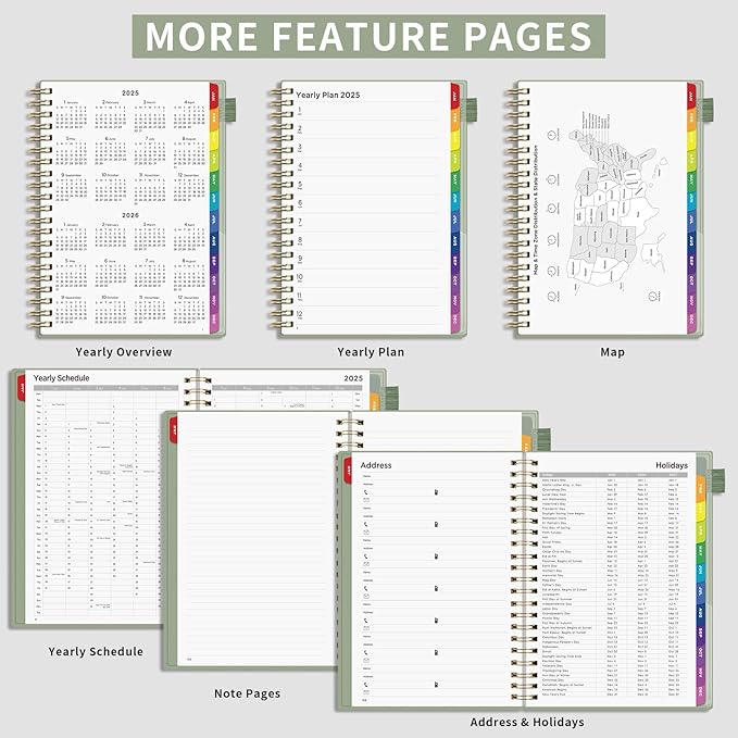 EMSHOI 2025 Planner Hourly Daily Weekly and Monthly, A4 (8.5x11), 3-Tier Appointment Book Vertical Schedule Calendar Organizer for Women Men Work Business, with Monthly Tabs, Note Pages, Black