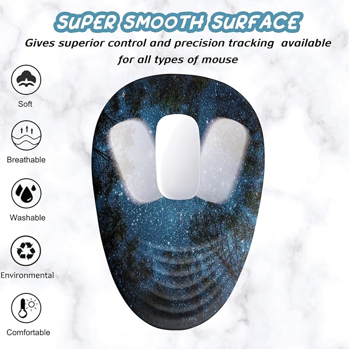 Mouse Pad Wrist Support, Ergonomic Mouse Pad with Wrist Rest, Memory Foam Massage Design & Non-Slip PU Base MousePads for Pain Relief, Desk, Office, Home, Blue Sky Tree