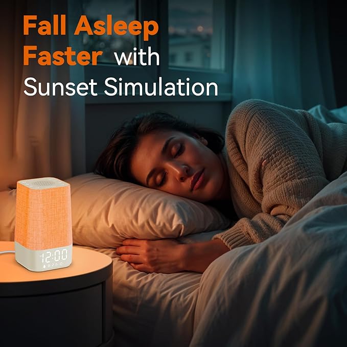White Noise Sound Machine: 30 Soothing Sounds, Sunrise Alarm Clock for Adults Gentle Wake Up, Adjustable Volume & Night Light, Timer - Easy to Sleep, Relax, Focus