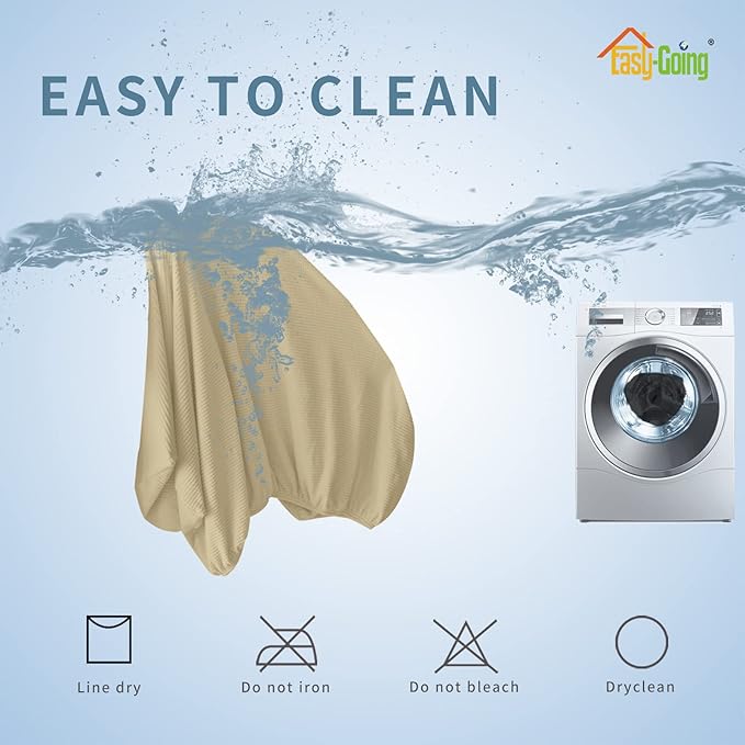 Easy-Going Stretch Individual Loveseat Couch Cushion Cover Sofa Cushion Furniture Protector Sofa slipcover Soft Flexibility with Elastic Bottom (2-Piece Loveseat Cushion Cover, Beige)