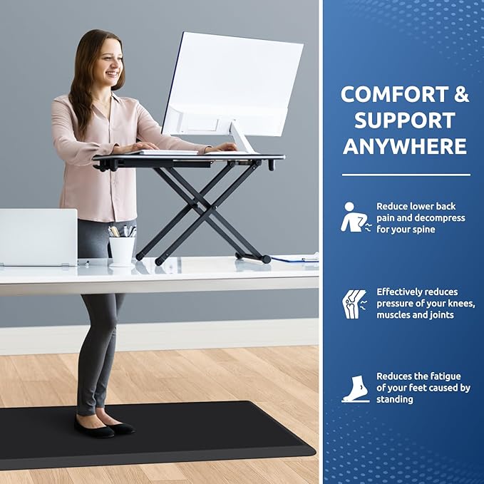 KitchenClouds Kitchen Mat Cushioned Anti Fatigue Rug 20"x39" Waterproof, Non Slip, Standing and Comfort Desk/Floor Mats for House Sink Office (Black,0.8inch)