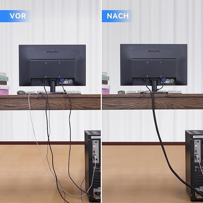 AGPTEK Cable Sleeve Cover, 10ft - 1.5 inch Desk Cord Organizer Cable Hider, Home Office Wire Management Computer TV Wire Loom Tubing, Pet Proof Cord Protector, from Cat Dog Chewing, Black