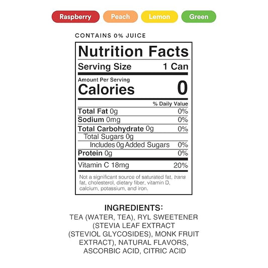 Ryl Iced Tea, Variety Pack, Antioxidant Superblend, No Artificial Ingredients, 16.0 Fl Oz (12-Pack)