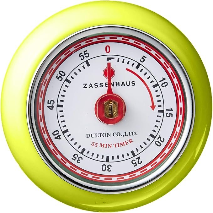 Zassenhaus Magnetic Retro Kitchen Timer, Classic Mechanical Cooking Timer (Kiwi Green)