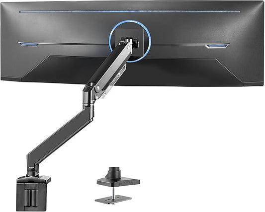 VIVO Premium Aluminum Monitor Arm for Ultrawide Screens up to 49 inches and 33 lbs, Heavy Duty Single Desk Mount, Pneumatic Height, Max VESA 100x100, Black, STAND-V101G1