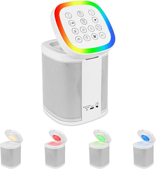 LUXSWAY White Noise Sound Machine with Night Light, 70 Non-looping Sounds, Rechargeable Sleep Sound Machine, Bluetooth Speaker for Party Camping, Sleep Aid for Baby Adults Privacy Nursery & Gifts