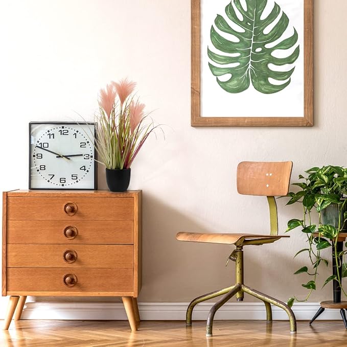 Briful Small Fake Plants 17" Faux Pink Pampas Grass Plants Decor Artificial Potted Plants for Home Office Desk Room Bathroom House Garden Indoor or Outdoor Decoration