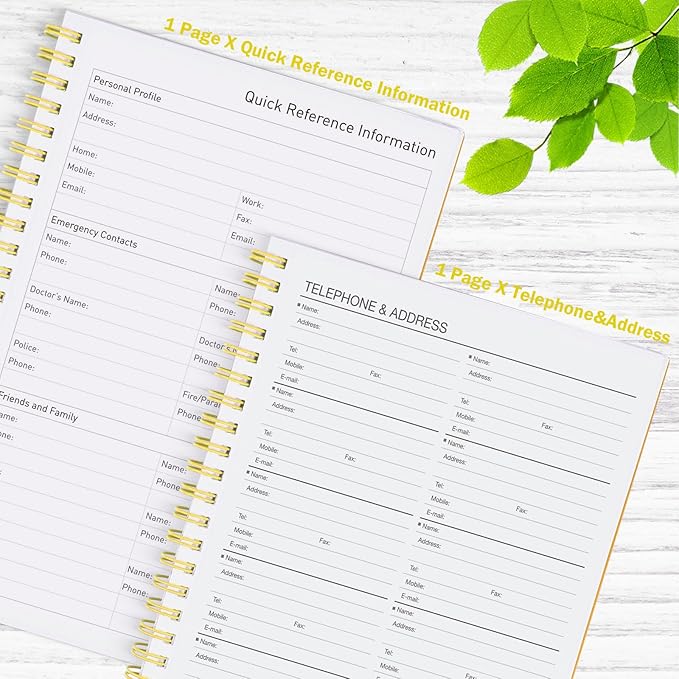 Asten Daily Planner Undated - To Do List Notebook With Hourly Schedules and Spiral Appointment Book for Men and Women, ADHD Work Planner With Inner Pocket 8.3"x 5.8" (Yellow)