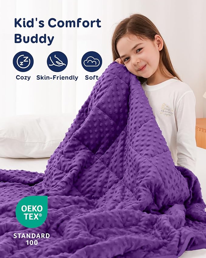 Kivik Weighted Blanket 7 Pounds, Cooling Breathable Minky Dotted Heavy Blankets Throw for Better Relaxing & Sleeping, Machine Washable, 41 x 60 Inches, Purple