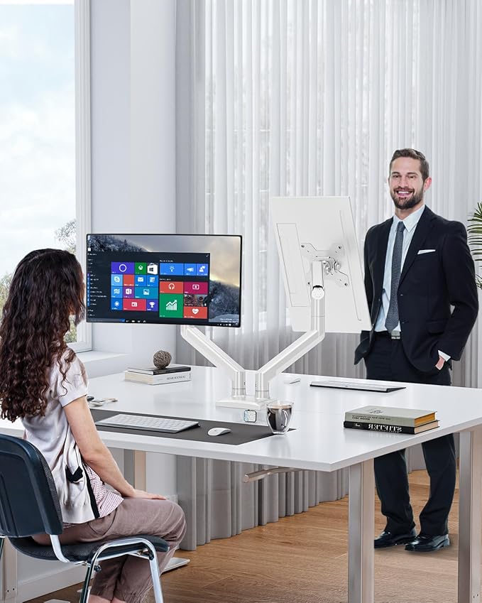 Dual Monitor Mount Fits 17 to 32 Inch Computer Screen, Dual Monitor Arm Hold 4.4-19.8lbs Each, Full Motion Monitor Desk Mounts for 2 Monitors, Gas Spring Monitor Stand, VESA Mount, Freelift