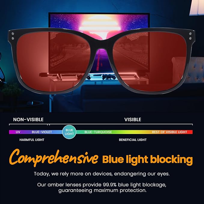 SODQW Gaming Blue Light Blocking Glasses for Men Women Reduce Eyestrain Orange Aviator Eyeglasses for Computer TV