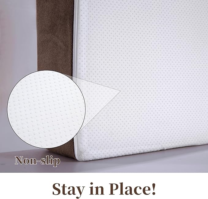 HOMBYS Foam Lumbar Support Pillow for Recliner with Recliner Chair Seat Cushion-Thick Seat Cushion for Elderly with Long Back Support, Extra Large & Non-Slip, Brown