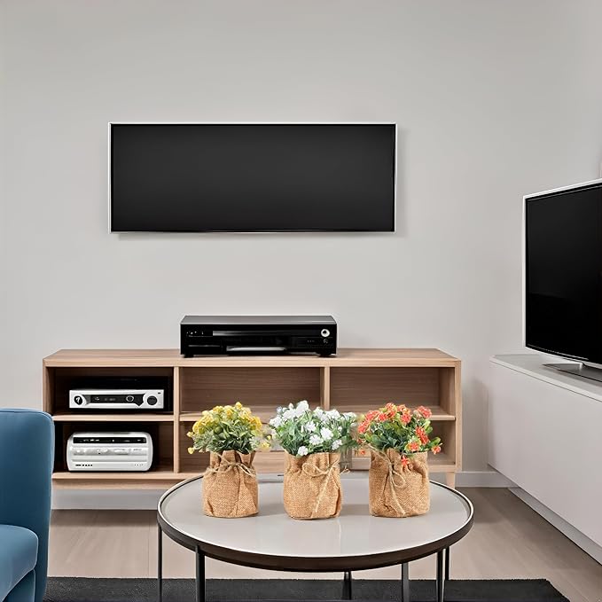 Velener Artificial Flowers in Small Burlap Bag Vases 3Pcs - Faux Flowers Farmhouse Home Coffee Table Bookshelf Office Desk Decor Kitchen Dining Room Fake Plants Indoor(Red/White/Yellow)