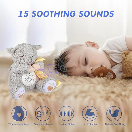 BEREST Rechargeable Baby Sleep Soother, Mom's Heartbeat Babies Cry Sensor Lullabies & White Noise Sound, Nursery Decor Night Light Projector Toddler Crib Sleeping Aid, Boys & Girls Shower Gifts