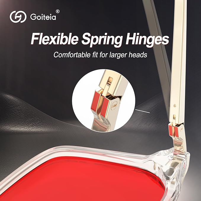 Goiteia Red Light Glasses for Sleep, Dual AR Coatings, Retro 70s Red Glasses Blue & Green Light Blocking for Better Sleep