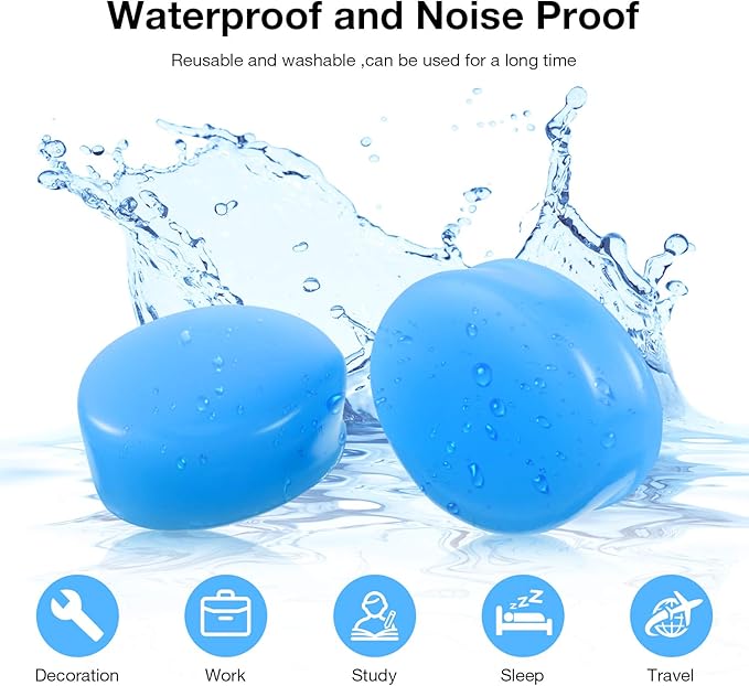 Frienda 21 Pairs Ear Plugs for Sleeping Reusable Moldable Silicone Earplugs Soft Noise Cancelling Earplugs Sound Blocking Ear Plugs with Case for Swimming Concert 32dB NRR (White, Blue, Orange)