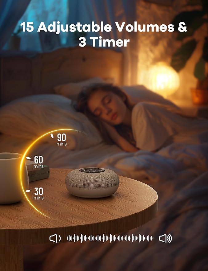 Portable Sound Machine Baby, Long Battery with Loud Bluetooth Speaker, 39 Special Soothing Sounds, White Noise Sound Machine for Sleeping