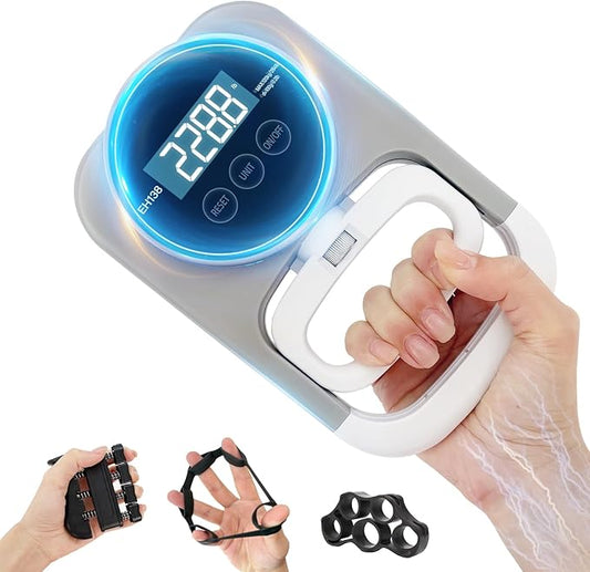 Grip Strength Tester Hand Gripper - Grip Strength Trainer Hand Dynamometer Handheld Meter LED Display Comfortable 265 Lbs / 120 Kgs Finger Strengthener for Sports Home School Gym Use