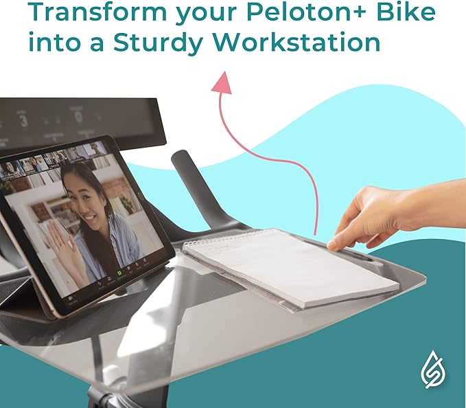 SELINA for Peloton Bike Desk Tray Table for Laptop, Tablet, Phone & More | Premium Clear Acrylic Holder Compatible with Peloton Bike Plus Peloton Accessories (Bike+)