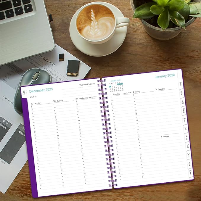 2026 Appointment Book & Planner - 2026 Daily Hourly Planner from January 2026 - December 2026, Weekly Appointment Book with 30-Minute Interval, Medium 6.4" x 8.5", Purple-B