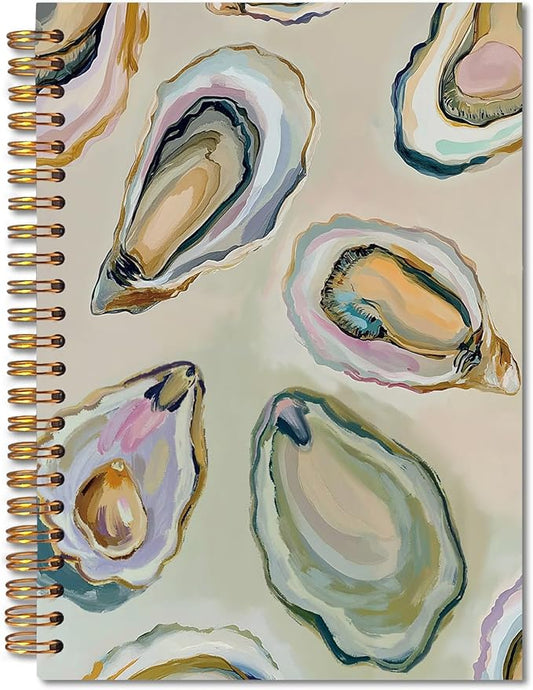 Oyster Gifts Spiral Notebook 5.5x8.3, Coastal Beach Oyster Shell Journal, Ocean Journal Gifts, Beach Notebooks for Note Taking
